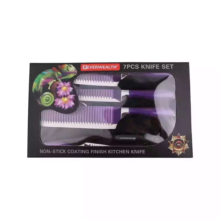 Giftdoos Luxe Professionele Chameleon Kleur Veranderende Non-Stick Coating Keukenmes Set Met Schaar en Peeler 