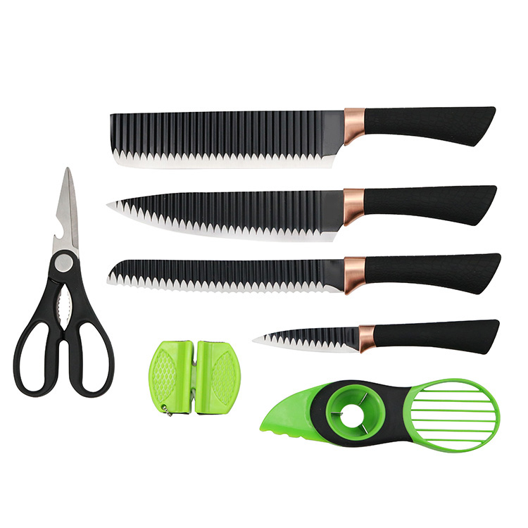 Nieuwe Ontwerp Groene Kleur Giftdoos Verpakking Schaar Avocado Peeler En PP Handvat Keukenmes Set Met Bamboe Snijplank 