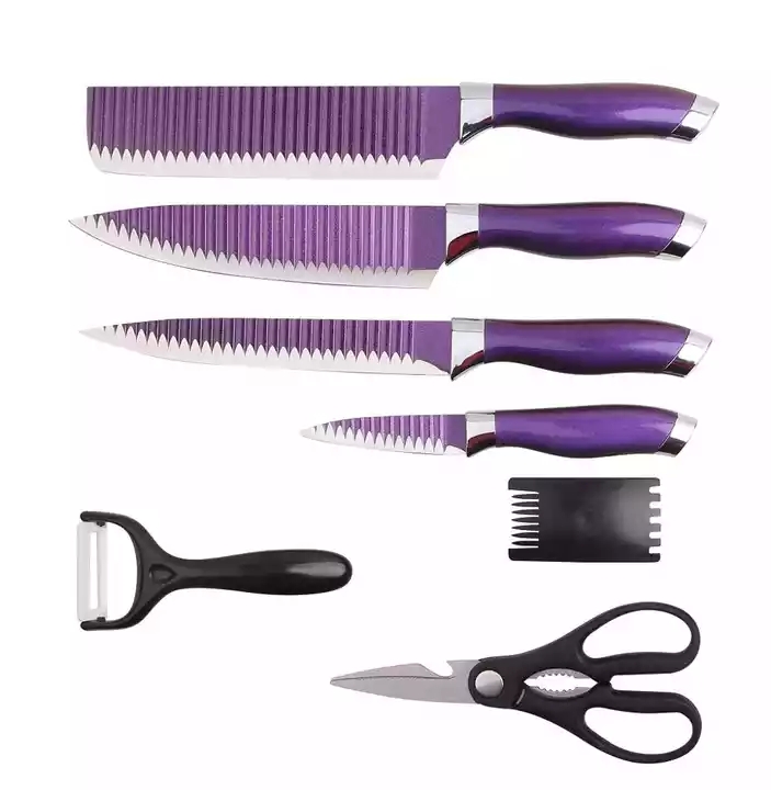 Giftdoos Luxe Professionele Chameleon Kleur Veranderende Non-Stick Coating Keukenmes Set Met Schaar en Peeler 